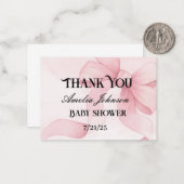 Girl Baby Dusche Blush Pink Ribbon Coquette Mitteilungskarte (Vorderseite/Rückseite Beispiel)