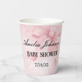Girl Baby Dusche Blush Pink Ribbon Coquette Pappbecher (Rückseite)
