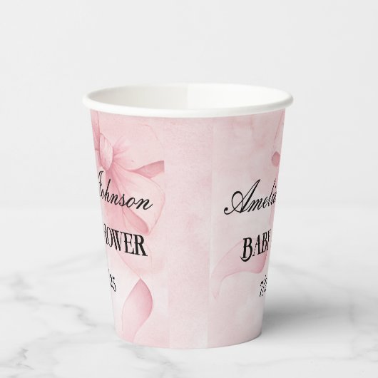 Girl Baby Dusche Blush Pink Ribbon Coquette Pappbecher (Links)