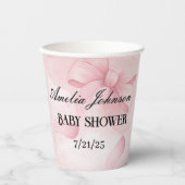 Girl Baby Dusche Blush Pink Ribbon Coquette Pappbecher (Vorderseite)