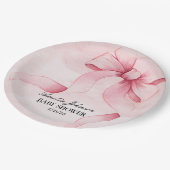 Girl Baby Dusche Blush Pink Ribbon Coquette Pappteller (Schrägansicht)
