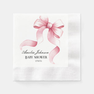 Girl Baby Dusche Blush Pink Ribbon Coquette Serviette