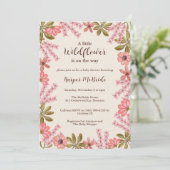 Girl Baby Dusche Blütendusche Wildblume Rosa Sweet Einladung (Stehend Vorderseite)