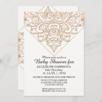 Girl Baby Dusche Damask Muster Rose Gold Dot Spitz