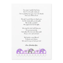 Girl-Baby-Dusche danke Ihnen Notizen mit Gedicht