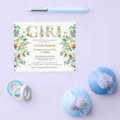 GIRL Baby Dusche Eukalyptus Gold Einladung Flyer (Einzeln)