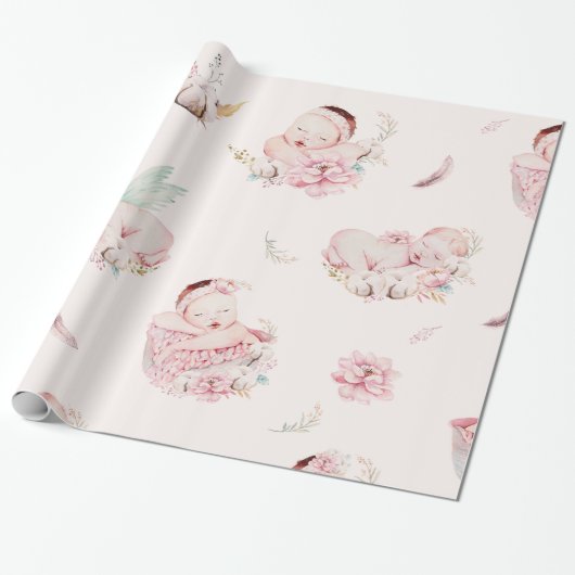 Girl Baby Dusche Geschenkpapier (Ungerollt)