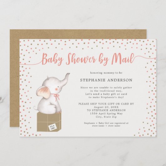 Girl Baby Dusche mit Versandbox Einladung (Vorne/Hinten)