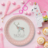 Girl Baby Dusche Moderne Floral Rose Deer Antler Pappteller (Party)