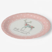 Girl Baby Dusche Moderne Floral Rose Deer Antler Pappteller (Schrägansicht)