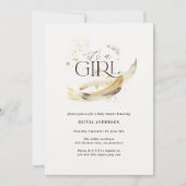 Girl Baby Dusche Naturgold abstrakte Wasserfarbe Einladung (Vorderseite)