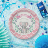 Girl Baby Dusche Niedlich Elephant Platterbsen Zic Pappteller (Party)