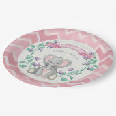 Girl Baby Dusche Niedlich Elephant Platterbsen Zic Pappteller (Schrägansicht)