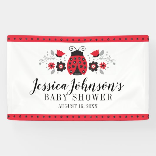 Girl Baby Dusche Niedlich Red Ladybug Banner (Horizontal)