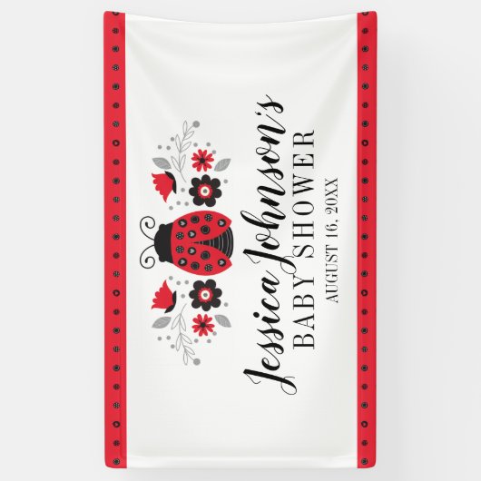 Girl Baby Dusche Niedlich Red Ladybug Banner (Vertikal)