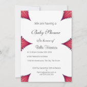 Girl Baby Dusche Party Rosa Weiß Einladung (Rückseite)