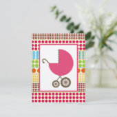 Girl Baby Dusche Pink Carriage & Boho Dots Einladung (Stehend Vorderseite)