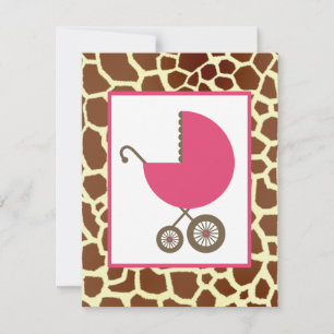 Girl Baby Dusche - Pink Carriage & Giraffe Print Einladung