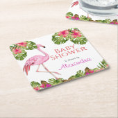 Girl Baby Dusche Pink Flamingo Tropical Wildlife Rechteckiger Pappuntersetzer (angewinkelt)