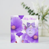 Girl Baby Dusche Pink Lila Butterfly Floral 2 Einladung (Stehend Vorderseite)