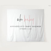 Girl baby dusche pink moderne einzigartige Typogra Wandteppich (Vorderseite (Horizontal))