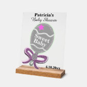 Girl Baby Dusche Silver Pink Rattle Acrylschild (Winkel)