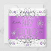 Girl Baby Dusche Winter Wonderland Lila White Einladung (Vorderseite)