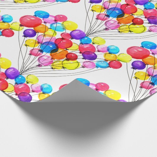 GIRL BABY DUSER | Rainbow BALLOON | Aquarell Geschenkpapier (Ecke)