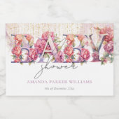 Girl Baby Duwer Blumenbriefe Personalisiert Schaumweinetikett (Einzelnes Label)