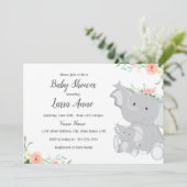 Girl Baby Elephant Baby Shower Einladung (Stehend Vorderseite)