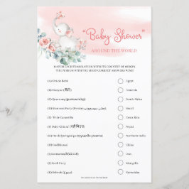 Girl Baby Elephant "Baby Shower" Rund um die Welt