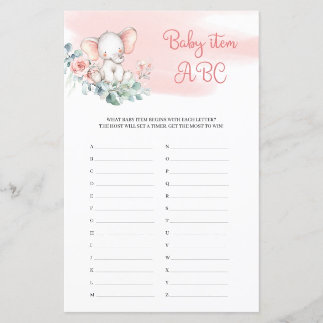 Girl Baby Elephant Eucalyptus Baby Item ABC (Vorderseite)