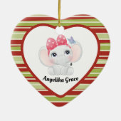 Girl Baby Elephant mit Bow Individuelle Name Keramik Ornament (Hinten)