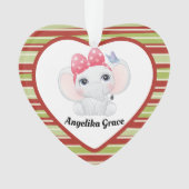 Girl Baby Elephant mit Bow Individuelle Name Ornament (Vorderseite)
