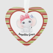 Girl Baby Elephant mit Bow Individuelle Name Ornament (Rückseite)