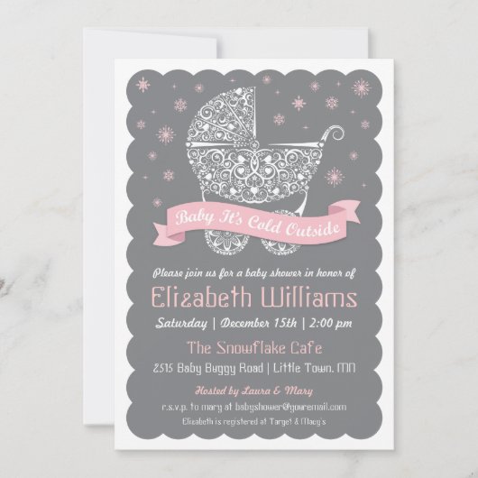 Girl Baby Es ist kalte Außendusche Einladung (Vorderseite)