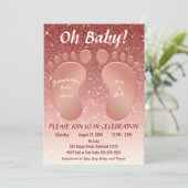 Girl Baby Feet Rose Gold Glitzer Ombre Kinderdusch Einladung (Stehend Vorderseite)