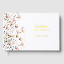 girl baby floral wildflowers foil guest book gästebuch