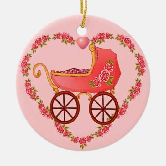 Girl Baby Heart Buggy Keramik Ornament (Vorne)