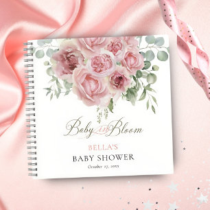 Girl Baby in Bloom Baby Dusche Gäste buchen Notizblock