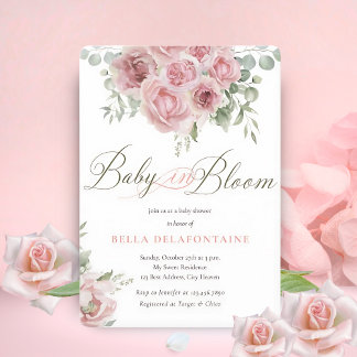 Girl Baby in Bloom Baby Shower Einladung