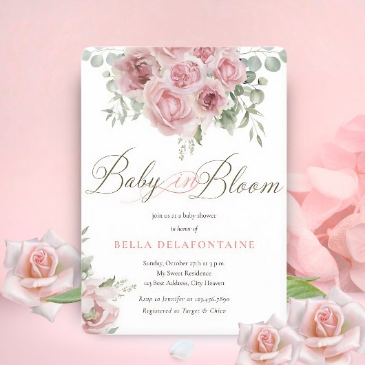 Girl Baby in Bloom Baby Shower Einladung