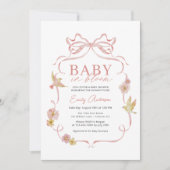Girl Baby in Bloom Pink Bow Wildblume Dusche Einladung (Vorderseite)