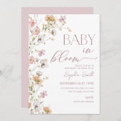 Girl Baby in Bloom Wildblume Babydusche Einladung (Vorne/Hinten)