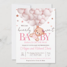 Girl Baby Invite Bear Template Bearly Sweet