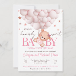 Girl Baby Invite Bear Template Bearly Sweet Einladung