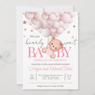Girl Baby Invite Bear Template Bearly Sweet Einladung