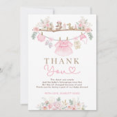 Girl Baby Kleidung Pink Floral Baby Dusche Dankeskarte (Vorderseite)