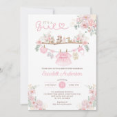 Girl Baby Kleidung Pink Floral Wäscherei Baby Dusc Einladung (Vorderseite)