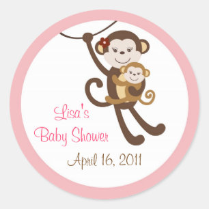 Girl Baby Monkey Jungle Umschlag Aufklebers Sticke Runder Aufkleber